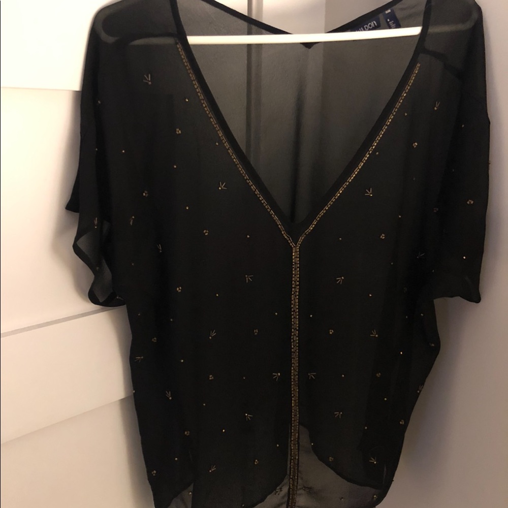 Black sheer short sleeve top